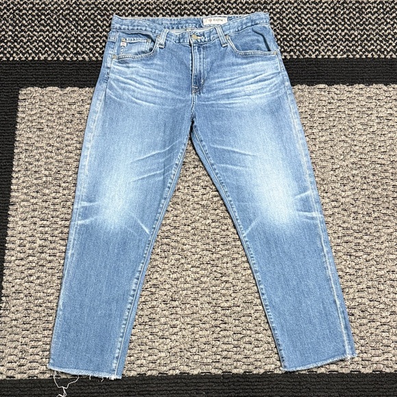 Ag Adriano Goldschmied Other - AG Ex-Boyfriend Slim Jeans Women’s 30 Med-Light Wash Raw Hem Slouchy Relaxed Fit